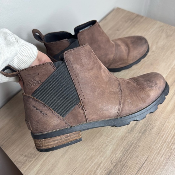Sorel Women's Emelie Chelsea Boots Waterproof Blackened Brown Size 8.5 - Picture 4 of 10